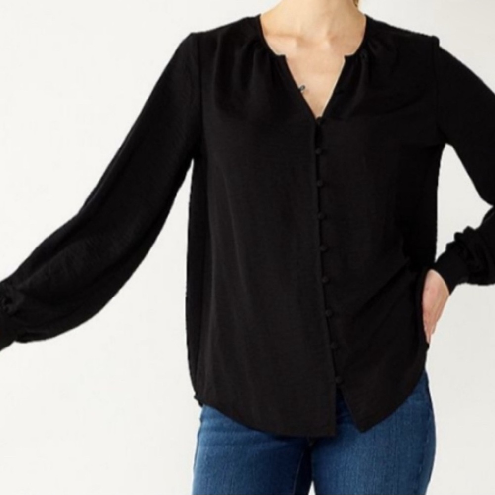 Nine West Black Classic Flowy Dainty Blouse Top‎ Small S